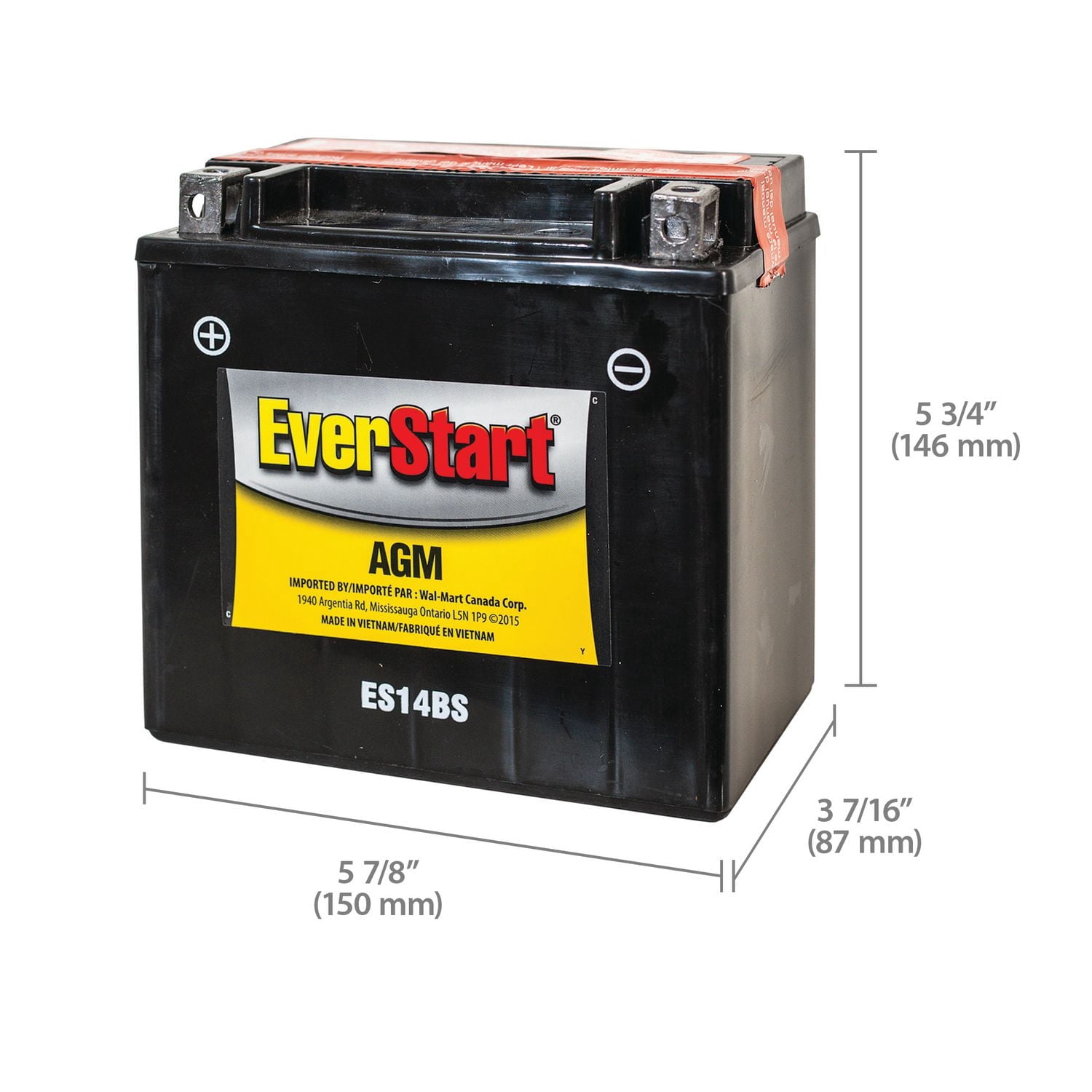 EverStart Power Sport ES14BS – 12 Volts, Batterie de sport motorisé, 200 ADF