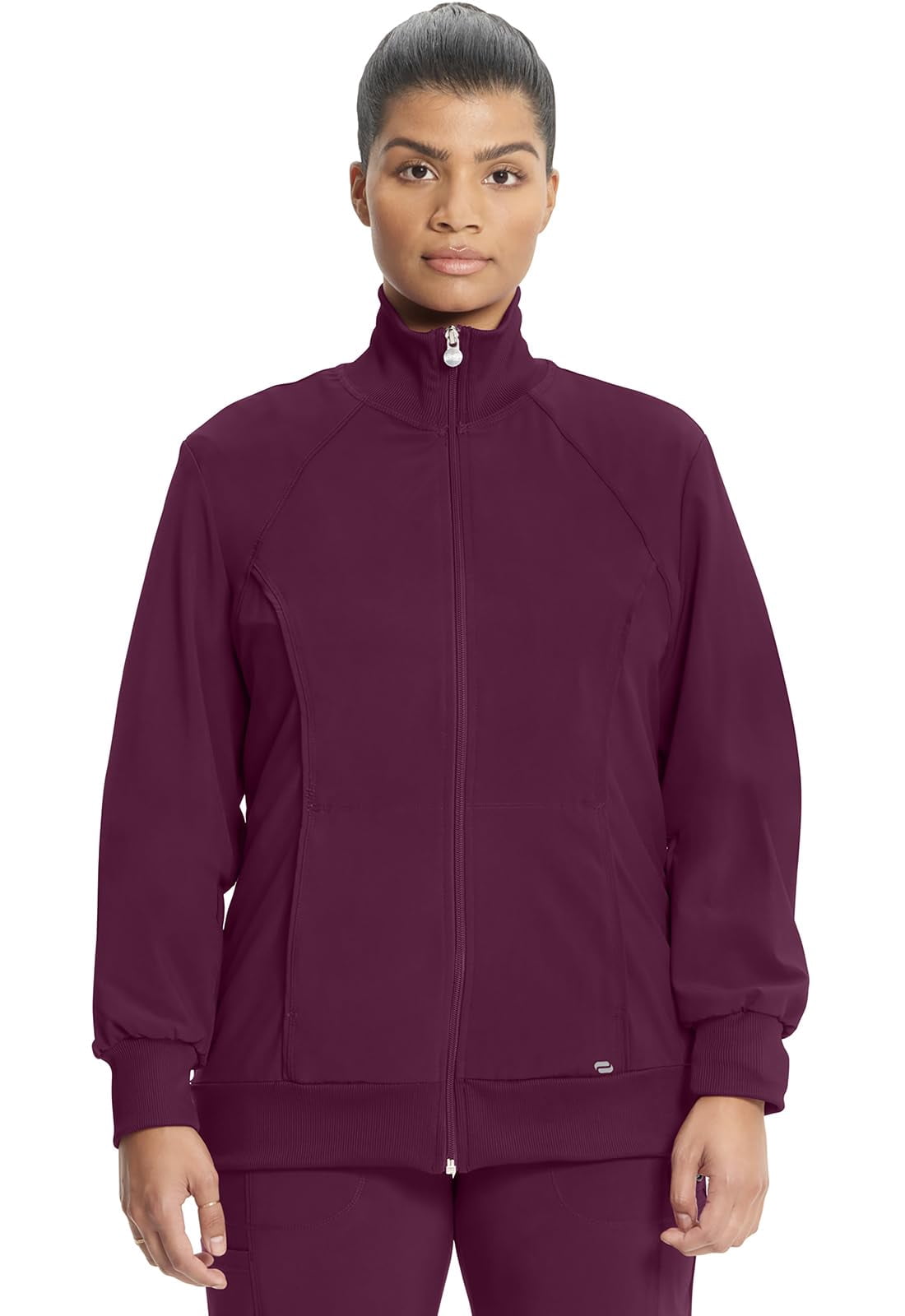 Cherokee Women's Infinity Zip Front Warm-up Jacket, Wine, 5X-Large