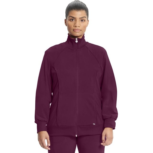 Cherokee Women's Infinity Zip Front Warm-up Jacket, Wine, 5X-Large
