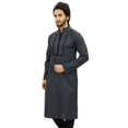 thumbnail image 4 of Atasi Chemise Tunique Grise Décontractée pour Homme à Col Mandarin en Coton Long - Petit, 4 of 7
