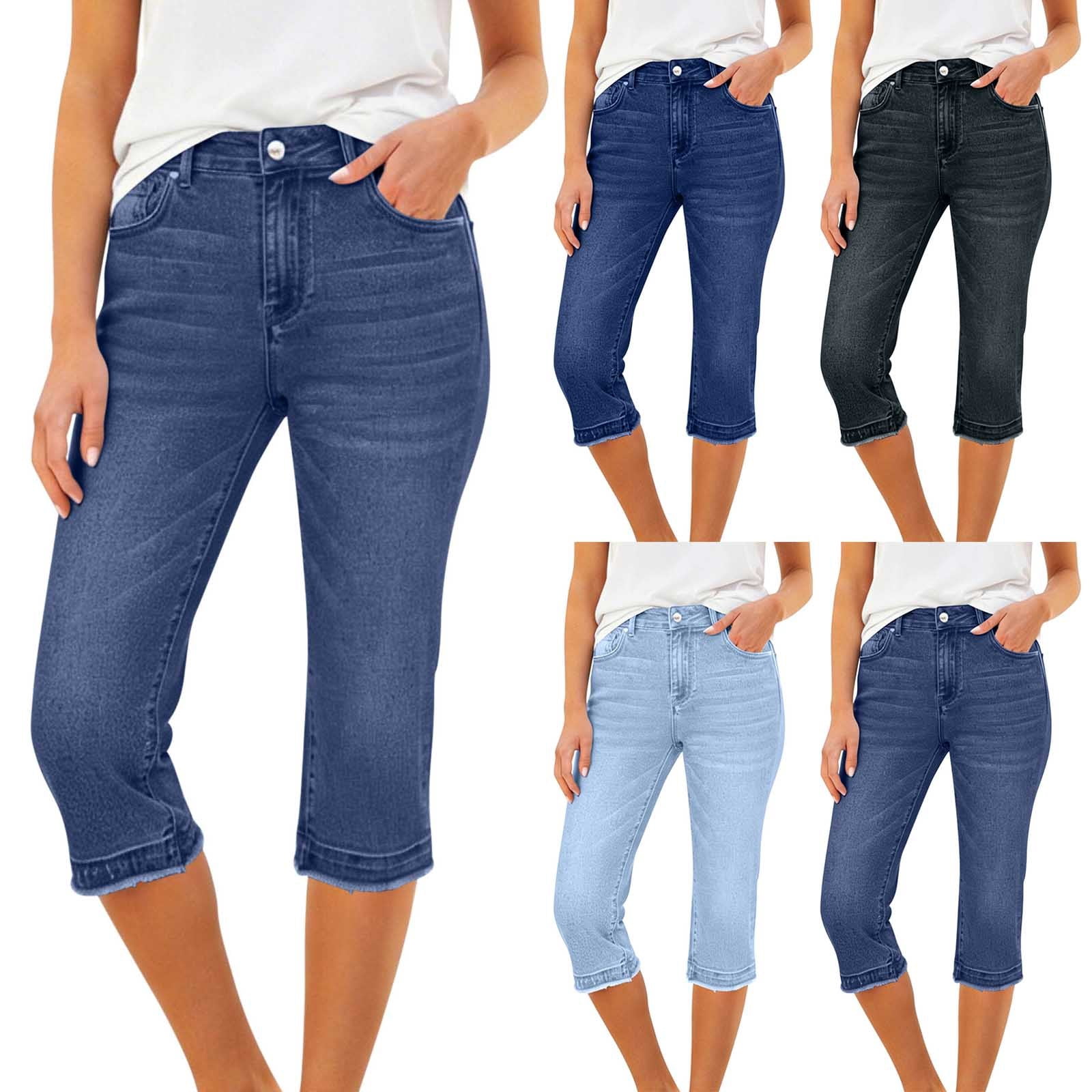 jovati Denim Capris Pants for Women, Mid Rise, Stretchy Fabric ...