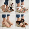 thumbnail image 2 of Womens Platform Wedge Sandals Ankle Strappy Open Toe Slingback High Heel Summer Sandals, 2 of 5