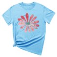 thumbnail image 5 of KIHOUT Nouveau Haut de Mode d'Été pour Femmes 2025, T-Shirt à Manches Courtes à Col Rond Décontracté à Imprimé Floral Bleu Ciel 2TG, 5 of 5