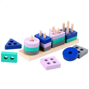 Jouets Casse-Tête en Bois Tri et Empilage Jouet Trieur de Formes Jouets pour Tout-Petits Casse-Têtes à Blocs de Couleur