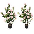 thumbnail image 1 of Gymax 2PCS 38'' Artificial Camellia Tree Faux Floral Plant Fake Tree for Decoration, 1 of 10