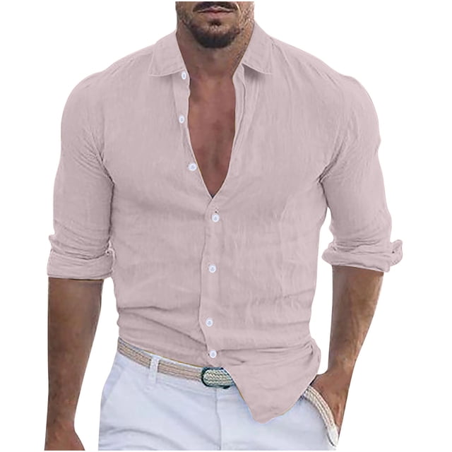 XZNGL Chemise à Manches Longues Homme Unie Décontractée Mode Col Rabattu Bouton Chemise à Manches Longues Blouse Chemises Habillées pour Hommes Chemises à Manches Longues pour Hommes Manches Longues Homme Chemise à Manches Longues