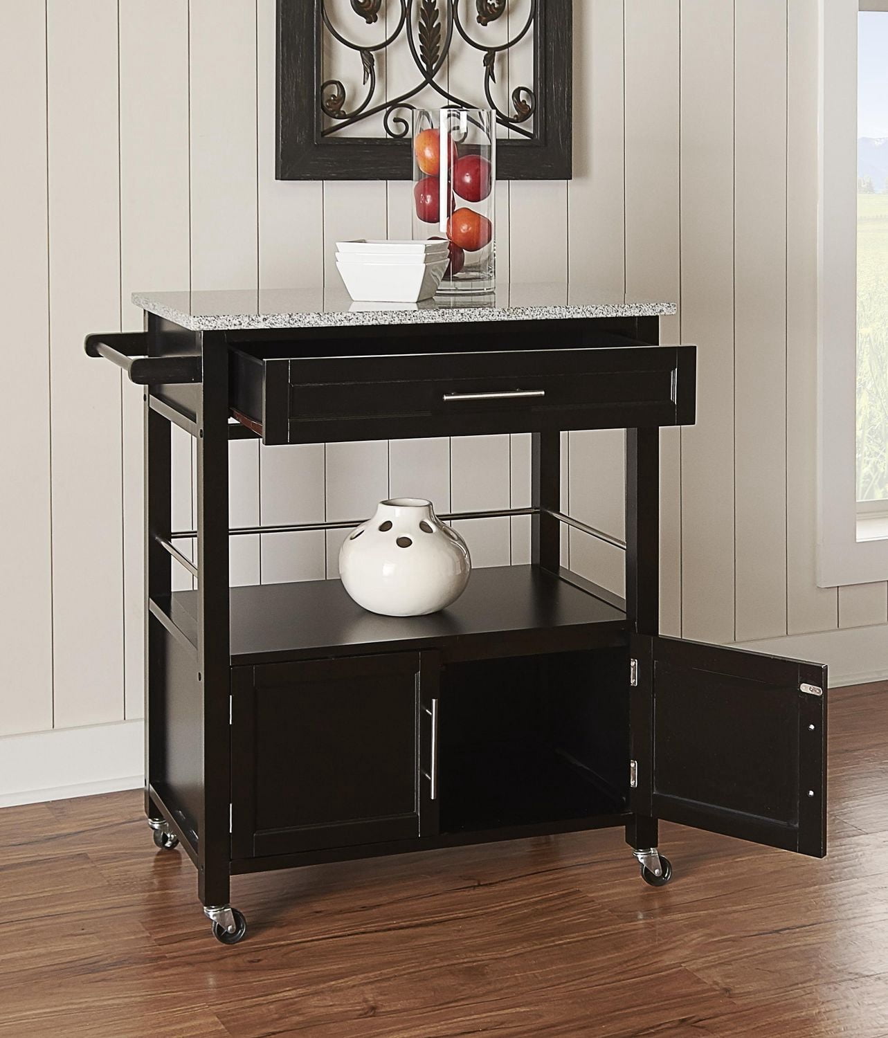 Alders Black Kitchen Cart