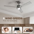 thumbnail image 4 of Vagizm Ceiling Fan 52'' with Light: Modern Remote Control Fans Downrod Mounted - Quiet Reversible DC Motor for Patio Dining Room Outdoor Indoor (Brushed Nickel+Gray), 4 of 7