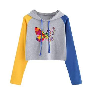 Penkiiy Hoodies for Women Women's Long Sleeve Hoodie Pullover Cute Print Colorblock Sweatshirt Blouse Tops Pink Y2K Clothes