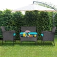thumbnail image 2 of Costway 8PCS Patio Rattan Furniture Set Cushioned Sofa Coffee Table Backyard Turquoise, 2 of 10