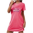 thumbnail image 1 of Pyjama pour Femmes Chemises de Nuit pour Femmes, Douce Confortable Légère Manches Courtes Robe de Nuit Confortable Dames Robe de Nuit Imprimée Cœur Robes pour Femmes Tenue de Nuit Robe S, 1 of 3