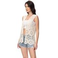 thumbnail image 4 of Cardigan Ouvert pour Femmes à Garniture en Dentelle Crochet Florale, 4 of 5