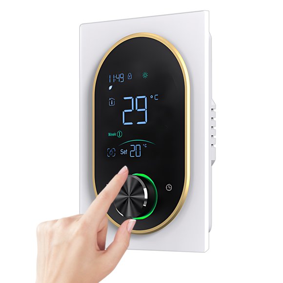 Smart Thermostat for House Water Electric Heating Water Gas Boiler AC thermostat with VA Digital Touch Screen and Adjustable Knob 5+1+1 Weekly Programming/Manual/Auto/Holiday Mode