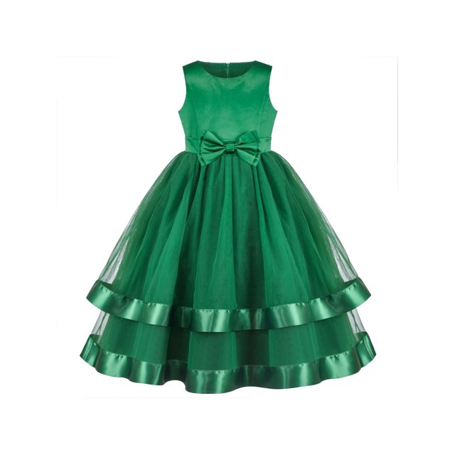 Flower Girls Dress Green Formal Party Princess Pageant Ball Gown 8 Years