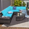 thumbnail image 4 of Gymax 6PCS Wicker Furniture Sectional Sofa Set w/ Cushions Turquoise, 4 of 10