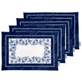 thumbnail image 1 of Vargottam Napperons - Napperon pour Table à Manger, Ensemble de 4 - Serviette en Coton Imprimée et Réversible - Napperons d'Intérieur pour Table de Salle à Manger à la Maison et en Cuisine - Aquarelle Florale Monochrome (Bleu Moyen), 1 of 5