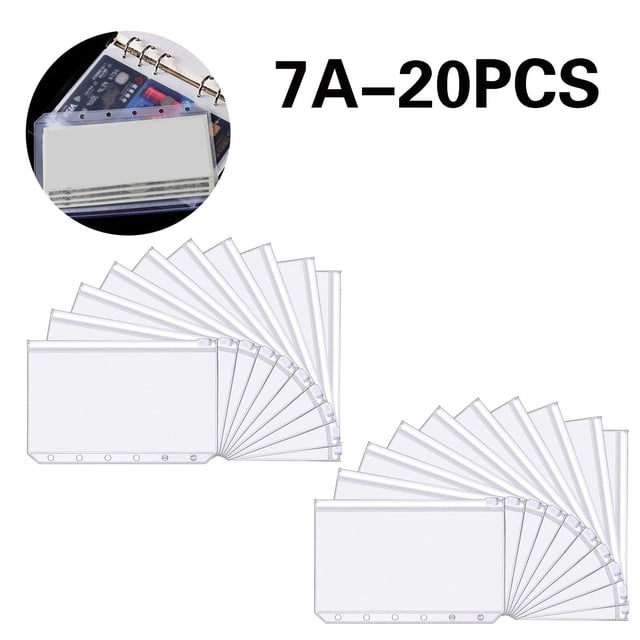 A7 Binder Pockets Plastic Binder Zip Document Holders Waterproof Loose Leaf