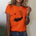 thumbnail image 2 of Dadaria T-Shirt Orange pour Femmes Manches Courtes Col Rond Été Chandail Blouses L, 2 of 6