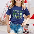 thumbnail image 2 of T-shirts Filles Été Col Rond Manches Courtes Nœud Imprimé Coupe Décontractée Basiques Hauts Filles Marine 10-11 Ans, 2 of 4