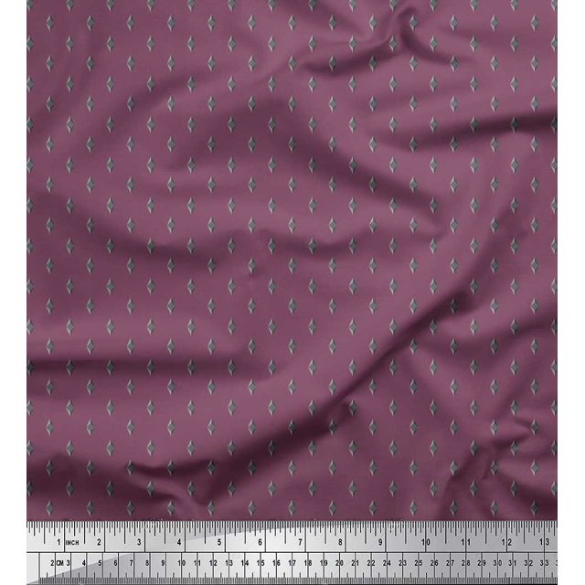 Soimoi Silk Fabric Diamond Shirting Print Fabric by Yard 42 Inch Wide