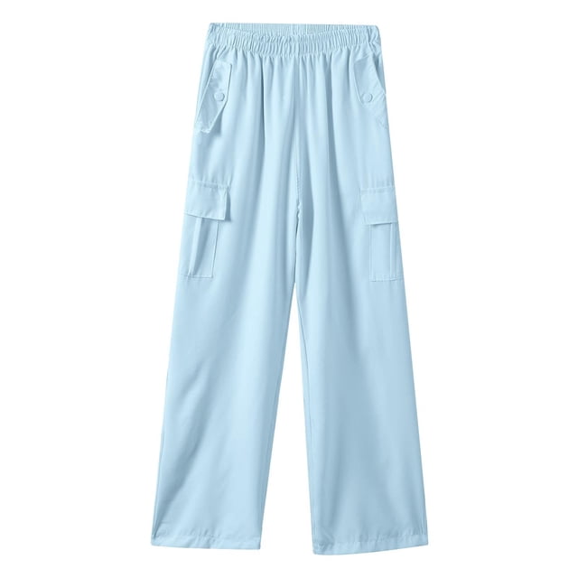 GDREDA Girls Wide Leg Pants Children Pants Ice Silk Overalls Children Summer Pants Spring Pants