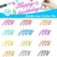 thumbnail image 4 of Double Line Outline Markers 12 Colors Metallic Glitter Pens for Writing Drawing and Birthday Greeting Cards, 4 of 9