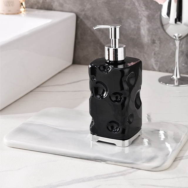 Lisbinx Refillable Hand Soap Dispenser Bottle, 450 mL Plastic Pump, Bathroom Kitchen Countertop Liquid Soap, 4-Colour Options, 1-Pack