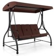 thumbnail image 2 of Costway 3-Seat Outdoor Converting Patio Swing Glider Adjustable Canopy Porch Swing Coffee, 2 of 10