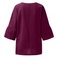 thumbnail image 4 of Hauts d'Été pour Femmes 2023 Mode Femmes Été Imprimé Trois Quarts Manches Courtes Col Rond Régulier T-Shirt Bohème Grande Taille pour Femmes, 4 of 4