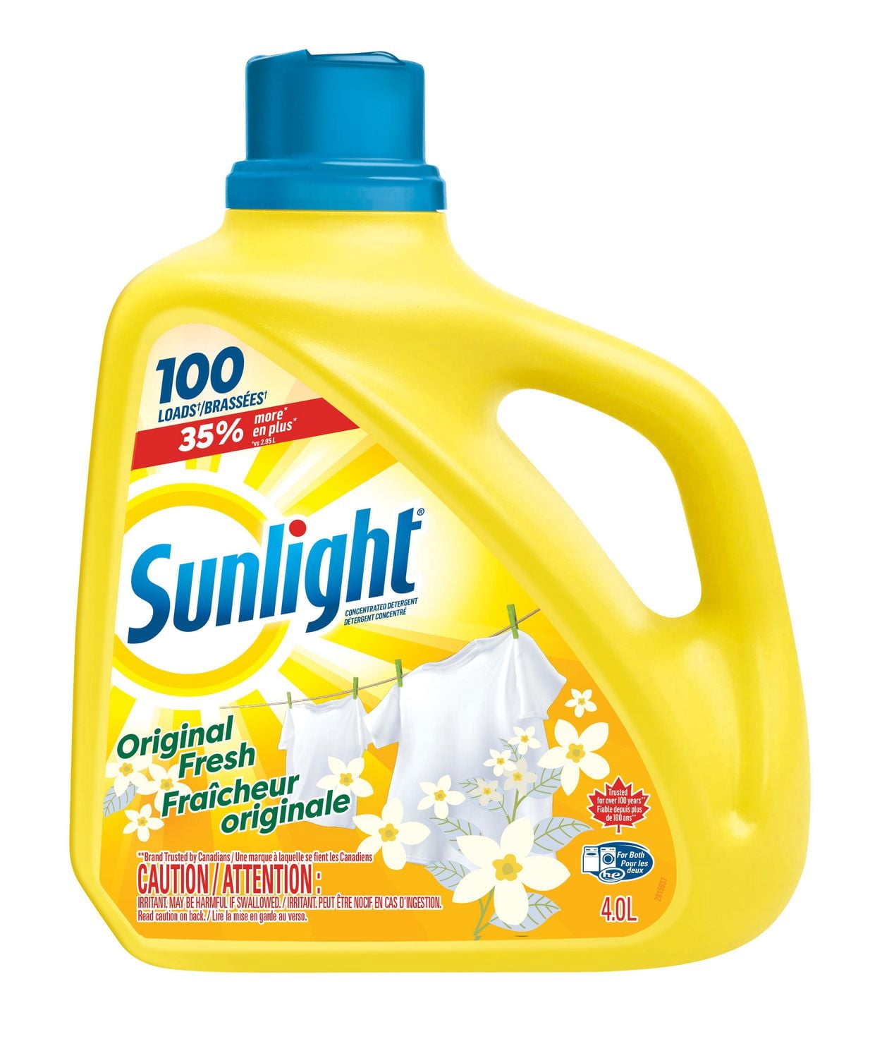 Sunlight Original Fresh Concentrated Liquid Laundry Detergent, 4.0 Litres, 100 Washloads
