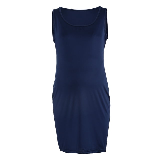Dvkptbk Robe de Maternité d'Été Sans Manches pour Femmes, Débardeur de Grossesse, Vêtements pour Maman, Mode, Femmes Enceintes, Col Rond, Sans Manches, Allaitement, Maternité, Robe Débardeur Unie - Soldes d'Été Liquidation
