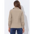 thumbnail image 4 of INSPIRE CHIC Women's Drawstring Waist Flap Pockets Lightweight Utility Jacket Light Khaki XS, 4 of 5