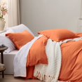 thumbnail image 4 of Bedsure Burnt Orange Duvet Cover Queen Size - Soft Prewashed Queen Duvet Cover Set, 3 Pieces, 1 Duvet Cover 90x90 Inches with Zipper Closure and 2 Pillow Shams, Comforter Not Included, 4 of 6
