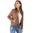 thumbnail image 3 of INSPIRE CHIC Veste de Moto de Motard Légère à Col Montant à Fermeture Éclair pour Femme Brun TP, 3 of 6