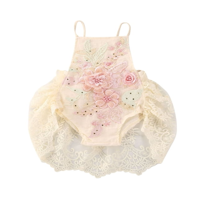 MesaSe Barboteuse en Dentelle Florale Brodée pour Bébé Fille