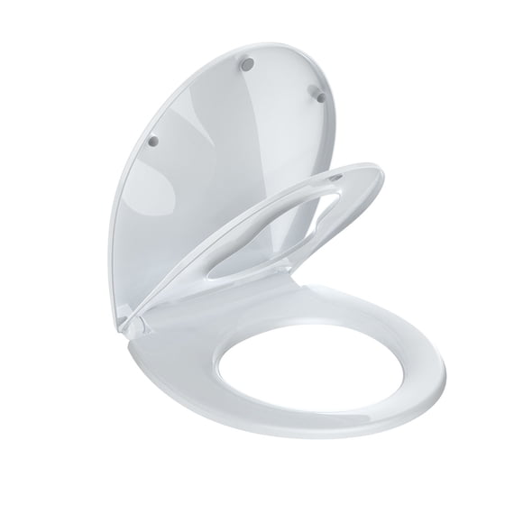Toilet Seat Round - Soft Close with Built-in Toddler Potty Lid, White Family Seat for Adults & Kids