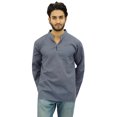 thumbnail image 3 of Atasi Kurta Court à Col Officier pour Homme Gris en Coton Tunique Décontractée - Grand, 3 of 7
