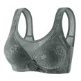 thumbnail image 1 of Virmaxy Womens Wireless Bra Lace Plus Size Gathering Underwear Everyday Bra Color Comfortable Hollow Out Perspective Bra Underwear No Rims Army Green-3 36/80, 1 of 2