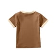 thumbnail image 3 of Penkiiy Tout-Petits Enfants Garçons Filles Mode Confortable Couleur Unie Col Rond Manches Courtes Haut 5 Ans Brun, 3 of 3