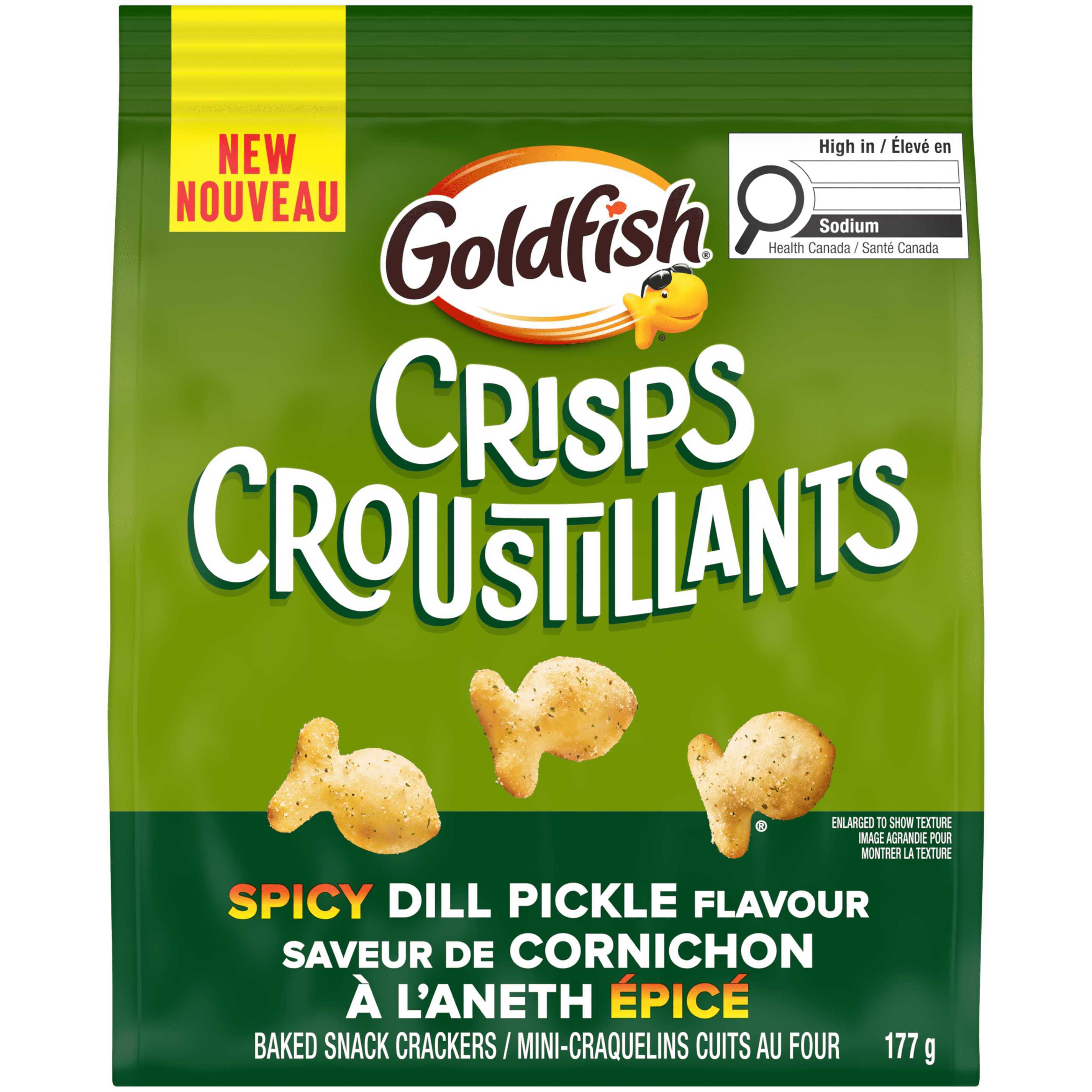 Goldfish® CRISPS Spicy Dill Pickle Flavour Baked Chip Crackers, 177g Bag