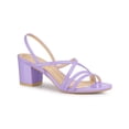 thumbnail image 1 of BLISSFUL STEP Women's Solid Color Strappy Slingback Block High Heels Sandals Purple 7, 1 of 7