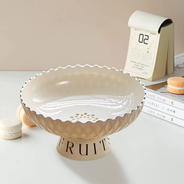 EGNMCR Baskets for Organizing, Baskets Fruit Tray Living Room Coffee Table High Footed Fruit Basket Cream Style Candy Snack Tray Large Capacity Fruit Tray Basket Basket