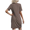 thumbnail image 4 of Pisexur Robe à Manches Courtes à Col Rond Mode Femmes Été Manches Courtes Décontractée Robe à Col Rond Confort Ample Articles pour la Maison Couleur Col en V Torsadé Polyvalente Ajustée Robe pour Femmes, 4 of 4