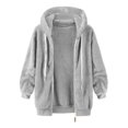 thumbnail image 4 of B91xZ Veste Duveteuse pour Femmes en Molleton Pelucheux à Manches Longues, Chaude pour l'Hiver, Manteaux d'Extérieur, Gris m, 4 of 5