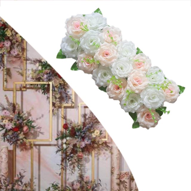 Baohd Chemin de Table Panneau de Fleurs Roses pour Mariage Beige et Blanc