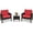 Red, variant on Costway 3PCS Outdoor Rattan Conversation Set Patio Furniture Cushioned Sofa Chair Red
