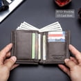 thumbnail image 4 of BULLCAPTAIN Large Capacity RFID Blocking Genuine Leather Wallet Black QB-027, 4 of 12
