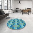 thumbnail image 4 of Ahgly Company Tapis d'Intérieur Lavable en Machine Carré Transitionnel Bleu Glacier, 6 Pieds Carré, 4 of 7