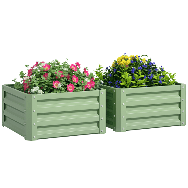 Outsunny 2' x 2' x 1' 2-Pieces Galvanised Raised Garden Bed