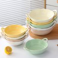 thumbnail image 4 of ruzhgo Matte Two Ear Salad Bowl Irregular Ceramic Serving Plate Simple Style Heat-resistant Air Fryer Food Container Tableware Beige, 4 of 9